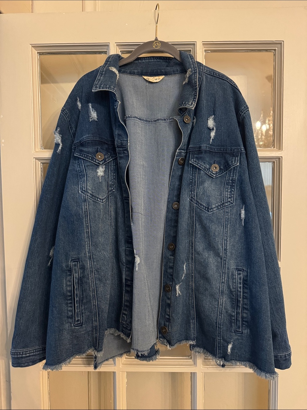 Indigo thread co. Distressed denim jacket